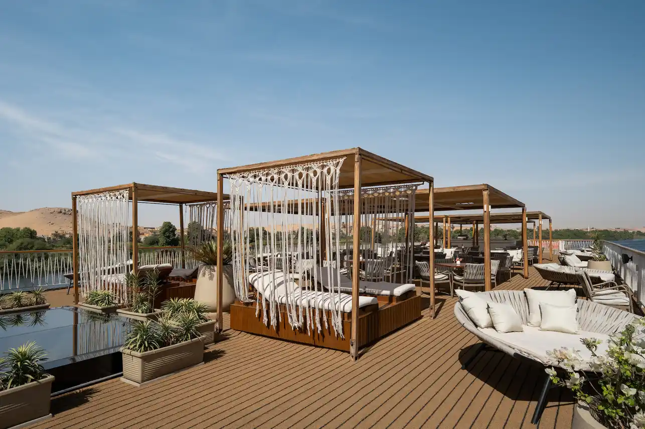 Sun deck of the MS Tamr Henna Nile Cruise Nile cruise